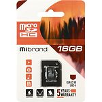 Фото microSD HC 16Gb Mibrand UHS-1 class 10 (MICDHU1/16GB-A) с переходником #1