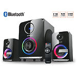 Фото Акустическая система REAL-EL M-580 black, 2.1 30W Woofer + 2*14 speaker, BT, FM, SD, USB, LED #1