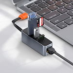 Фото Концентратор HUB USB 3.0 Baseus Steel Cannon CAHUB-AH0G Dark gray (USB3.0*3+RJ45) #2