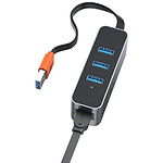 Фото Концентратор HUB USB 3.0 Baseus Steel Cannon CAHUB-AH0G Dark gray (USB3.0*3+RJ45) #1