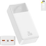 Изображение Внешний аккумулятор Power Bank Baseus (PPDML-N02) Bipow Quick Charge 30000mAh 20W White #1 Фото Внешний аккумулятор Power Bank Baseus (PPDML-N02) Bipow Quick Charge 30000mAh 20W White #1