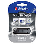 Изображение USB Flash - 8GB (Verbatim V3 {49171}, USB 3.0 "STORE N GO DRIVE" черный с серым) Фото USB Flash - 8GB (Verbatim V3 {49171}, USB 3.0 "STORE N GO DRIVE" черный с серым)
