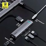 Фото Концентратор HUB USB 3.1 Baseus CAHUB-J0G USB3.1 Type-C --> HDMI + Ethernet RJ-45 Lan + 3* USB3.0-A #1