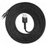 Изображение Кабель Baseus CALKLF-RG1 Cafule USB/Lightning 3м Gray+Black 2A #2 Фото Кабель Baseus CALKLF-RG1 Cafule USB/Lightning 3м Gray+Black 2A #2