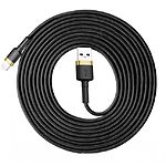 Фото Кабель Baseus CALKLF-RV1 Cafule USB/Lightning 3м Gold+Black 2A #2
