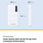 Фото Внешний аккумулятор Power Bank REMAX Noah (RPP-316 White) 20000mAh, PD 22.5W, QC3.0