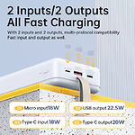Изображение Внешний аккумулятор Power Bank REMAX Noah (RPP-506 White) 30000mAh, PD 22.5W, QC3.0 #2 Фото Внешний аккумулятор Power Bank REMAX Noah (RPP-506 White) 30000mAh, PD 22.5W, QC3.0 #2