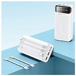 Изображение Внешний аккумулятор Power Bank REMAX Lesu (RPP-103 White) 30000mAh, 2x USB, 2A, 3 кабеля в комплекте #3 Фото Внешний аккумулятор Power Bank REMAX Lesu (RPP-103 White) 30000mAh, 2x USB, 2A, 3 кабеля в комплекте #3