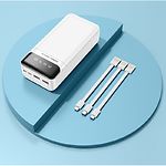 Изображение Внешний аккумулятор Power Bank REMAX Lesu (RPP-103 White) 30000mAh, 2x USB, 2A, 3 кабеля в комплекте #1 Фото Внешний аккумулятор Power Bank REMAX Lesu (RPP-103 White) 30000mAh, 2x USB, 2A, 3 кабеля в комплекте #1