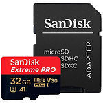 Фото microSD HC 32Gb SanDisk Extreme Pro A1 Class 10 V30 UHS-1 U3 (SDSQXCG-032G-GN6MA) с SD переходником #1