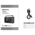 Фото REAL-EL X-700 black (EL121800001) портативный радиоприёмник, BT,USB, microSD,FM, Li-Ion аккум #2