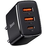 фото Мережевий ЗП Baseus CCXJ-E01 Black, 2*USB-A+Type-C, QC3.0, 30W