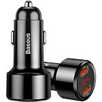 Изображение Автомобильное ЗУ Baseus CCMLC20A-01 Black, 2*USB-A, QC, Digital Display, 45W #3 Фото Автомобильное ЗУ Baseus CCMLC20A-01 Black, 2*USB-A, QC, Digital Display, 45W #3
