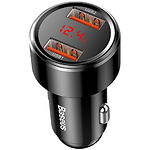 Изображение Автомобильное ЗУ Baseus CCMLC20A-01 Black, 2*USB-A, QC, Digital Display, 45W #1 Фото Автомобильное ЗУ Baseus CCMLC20A-01 Black, 2*USB-A, QC, Digital Display, 45W #1