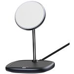 Изображение Беспроводное Wireless ЗУ Baseus WXSW-01 Swan Magnetic Desktop Bracket IP12 Black, USB питание Фото Беспроводное Wireless ЗУ Baseus WXSW-01 Swan Magnetic Desktop Bracket IP12 Black, USB питание