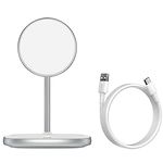 Изображение Беспроводное Wireless ЗУ Baseus WXSW-02 Swan Magnetic Desktop Bracket IP12 White, USB питание Фото Беспроводное Wireless ЗУ Baseus WXSW-02 Swan Magnetic Desktop Bracket IP12 White, USB питание