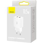 Изображение Сетевое ЗУ Baseus CCXJ010202 White, 2*USB-A, 10W #5 Фото Сетевое ЗУ Baseus CCXJ010202 White, 2*USB-A, 10W #5