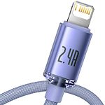 Изображение Кабель Baseus CAJY000005 Crystal Shine Fast Charging Data Cable USB/Lightning, 1.2м, Purple, 2.4A #1 Фото Кабель Baseus CAJY000005 Crystal Shine Fast Charging Data Cable USB/Lightning, 1.2м, Purple, 2.4A #1