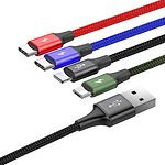 Зображення Кабель Baseus CA1T4-B01 Black Rapid 4-in-1 Fast Charging USB-Micro/2 Lightning/Type-C, 1.2м, 3.5A #2 Фото Кабель Baseus CA1T4-B01 Black Rapid 4-in-1 Fast Charging USB-Micro/2 Lightning/Type-C, 1.2м, 3.5A #2