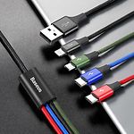 Зображення Кабель Baseus CA1T4-B01 Black Rapid 4-in-1 Fast Charging USB-Micro/2 Lightning/Type-C, 1.2м, 3.5A #5 Фото Кабель Baseus CA1T4-B01 Black Rapid 4-in-1 Fast Charging USB-Micro/2 Lightning/Type-C, 1.2м, 3.5A #5