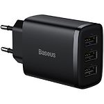 Изображение Сетевое ЗУ Baseus CCXJ020101 Black, 3*USB-A, 17W Фото Сетевое ЗУ Baseus CCXJ020101 Black, 3*USB-A, 17W