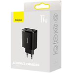 Изображение Сетевое ЗУ Baseus CCXJ020101 Black, 3*USB-A, 17W #6 Фото Сетевое ЗУ Baseus CCXJ020101 Black, 3*USB-A, 17W #6