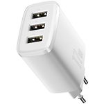 Изображение Сетевое ЗУ Baseus CCXJ020102 White, 3*USB-A, 17W #2 Фото Сетевое ЗУ Baseus CCXJ020102 White, 3*USB-A, 17W #2