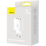 Изображение Сетевое ЗУ Baseus CCXJ020102 White, 3*USB-A, 17W #6 Фото Сетевое ЗУ Baseus CCXJ020102 White, 3*USB-A, 17W #6