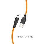 Изображение Кабель HOCO X21 Plus Black-Orange (6931474711854) USB/Lightning, 1м, 2.4A, silicone Фото Кабель HOCO X21 Plus Black-Orange (6931474711854) USB/Lightning, 1м, 2.4A, silicone