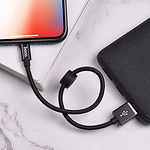 Изображение Кабель HOCO X35 Black (6931474707413) USB/Lightning, 0.25м, 2.4A, nylon+aluminum #3 Фото Кабель HOCO X35 Black (6931474707413) USB/Lightning, 0.25м, 2.4A, nylon+aluminum #3
