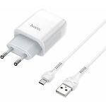Изображение Сетевое ЗУ Hoco C72A Glorious single White (6931474713001) ,1*USB-A,2.1А +Cable micro-USB Фото Сетевое ЗУ Hoco C72A Glorious single White (6931474713001) ,1*USB-A,2.1А +Cable micro-USB