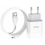 Изображение Сетевое ЗУ Hoco C72A Glorious single White (6931474713001) ,1*USB-A,2.1А +Cable micro-USB #2 Фото Сетевое ЗУ Hoco C72A Glorious single White (6931474713001) ,1*USB-A,2.1А +Cable micro-USB #2