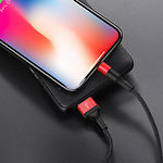 Фото Кабель HOCO X26 Black-Red (6957531080190) USB/Lightning, 1м, 2A, 18W, nylon+aluminum #1