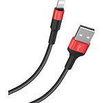 Фото Кабель HOCO X26 Black-Red (6957531080190) USB/Lightning, 1м, 2A, 18W, nylon+aluminum #2