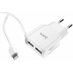 Фото Сетевое ЗУ Hoco C59A Mega joy dual White (6931474707949) , 2*USB-A, 2.1А +Cable Lightning #2