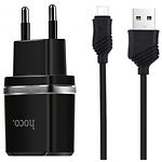 Фото Сетевое ЗУ Hoco C12 Smart dual Black (6957531064114) , 2*USB-A, 2.4А + Cable micro-USB