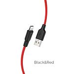 фото Кабель HOCO X21 Plus Black-Red (6931474711823) USB/Lightning, 1м, 2.4A, silicone