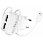 Изображение Сетевое ЗУ Hoco C59A Mega joy dual White (6931474707956) , 2*USB-A, 2.1А +Cable micro-USB #1 Фото Сетевое ЗУ Hoco C59A Mega joy dual White (6931474707956) , 2*USB-A, 2.1А +Cable micro-USB #1