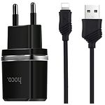 Изображение Сетевое ЗУ Hoco C12 Smart dual Black (6957531064107) , 2*USB-A, 2.4А + Cable Lightning Фото Сетевое ЗУ Hoco C12 Smart dual Black (6957531064107) , 2*USB-A, 2.4А + Cable Lightning