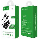 Изображение Сетевое ЗУ Hoco C12 Smart dual Black (6957531064107) , 2*USB-A, 2.4А + Cable Lightning #3 Фото Сетевое ЗУ Hoco C12 Smart dual Black (6957531064107) , 2*USB-A, 2.4А + Cable Lightning #3