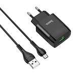 Изображение Сетевое ЗУ Hoco C72Q Glorious Black (6931474732521) ,1*USB-A, QC3.0,18W + Cable micro-USB Фото Сетевое ЗУ Hoco C72Q Glorious Black (6931474732521) ,1*USB-A, QC3.0,18W + Cable micro-USB