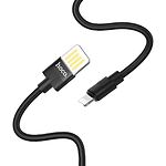 Фото Кабель HOCO U55 Black (6957531096269) USB/Lightning, 1.2м, 2.4A, nylon+zinc #1
