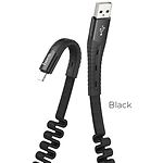 Изображение Кабель HOCO U78 Black (6931474721488) USB/Lightning, 0.8-1.2м elastic, 2.4A, nylon+TPE Фото Кабель HOCO U78 Black (6931474721488) USB/Lightning, 0.8-1.2м elastic, 2.4A, nylon+TPE