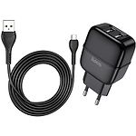 Изображение Сетевое ЗУ Hoco C77A Highway dual Black (6931474723581) ,2*USB-A, 2.4А + Cable micro-USB #1 Фото Сетевое ЗУ Hoco C77A Highway dual Black (6931474723581) ,2*USB-A, 2.4А + Cable micro-USB #1