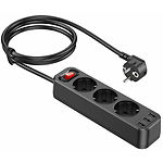 Фильтр-удлинитель HOCO NS2 1.8m Black, 3-розетки, CHARGER 3*USB-A, 2.4A - фото