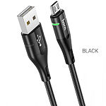 Фото Кабель HOCO U93 Black (6931474732156) USB/Micro-USB, 1.2м, 2.4A, nylon+aluminum, light indicator