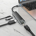 Фото Концентратор HUB USB 3.1 HOCO HB23 (6931474759337) USB3.1 Type-C --> HDMI+ RJ-45 Lan +USB2.0 +USB3.0 #4