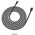 Изображение Кабель HOCO U72 Black (6931474713247) USB/Lightning, 1.2м, 2.4A, silicone+TPE Фото Кабель HOCO U72 Black (6931474713247) USB/Lightning, 1.2м, 2.4A, silicone+TPE