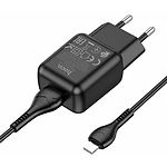Изображение Сетевое ЗУ Hoco C96A Black (6931474765987) 1* USB-A, 2.1А + Cable Lightning #1 Фото Сетевое ЗУ Hoco C96A Black (6931474765987) 1* USB-A, 2.1А + Cable Lightning #1