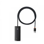 Концентратор HUB USB 3.0 Baseus Lite Series WKQX030101 Black 1м cable, USB-A 3.0 --> 4*USB 3.0 - фото